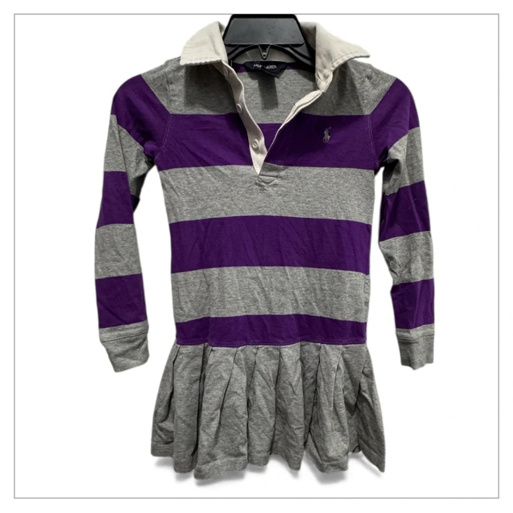 Ralph Lauren Purple and Gray Striped Long Sleeve dress size S (7)